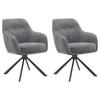 ARMLEHNSTUHL-SET 2 Stück Sitzfläche 360° drehbar, automatische Rückholfunktion, gepolsterte Armlehnen Chenille  - Graphitfarben/Schwarz, MODERN, Textil/Metall (59/87/65cm) - Livetastic