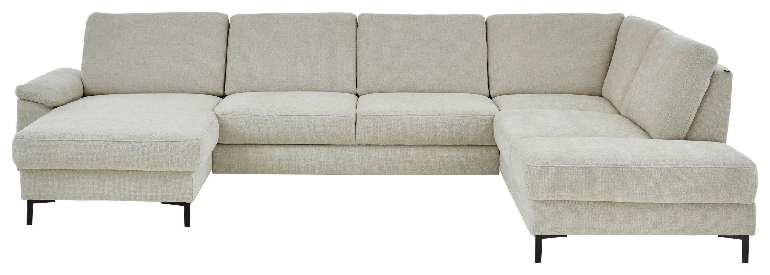 WOHNLANDSCHAFT Dieter Knoll Greige Chenille  - Greige/Schwarz, Design, Textil/Metall (175/349/235cm) - Dieter Knoll