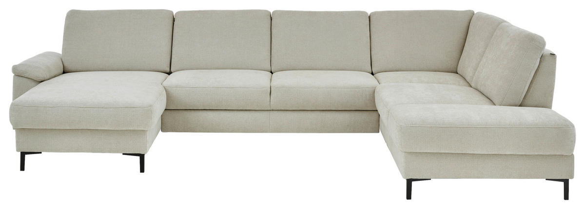 WOHNLANDSCHAFT Dieter Knoll Greige Chenille  - Greige/Schwarz, Design, Textil/Metall (175/349/235cm) - Dieter Knoll