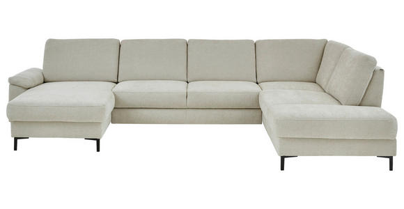 WOHNLANDSCHAFT Dieter Knoll Greige Chenille  - Greige/Schwarz, Design, Textil/Metall (175/349/235cm) - Dieter Knoll