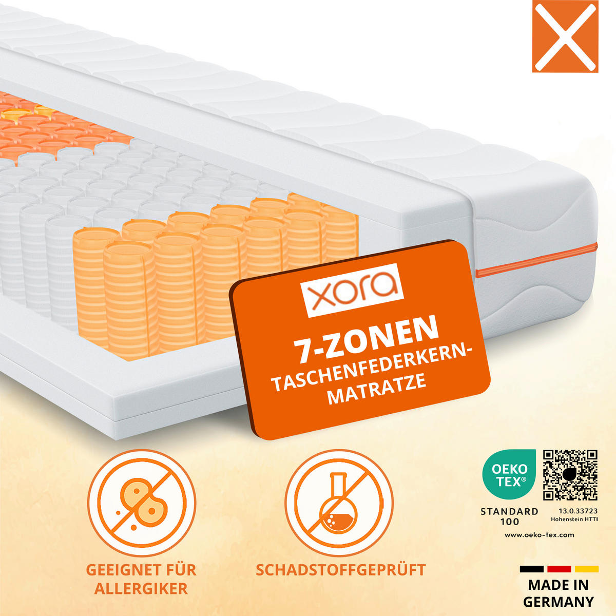 TASCHENFEDERKERNMATRATZE 90/200 cm Höhe ca. 20 cm  - Weiß, Basics, Textil (90/200cm) - Xora