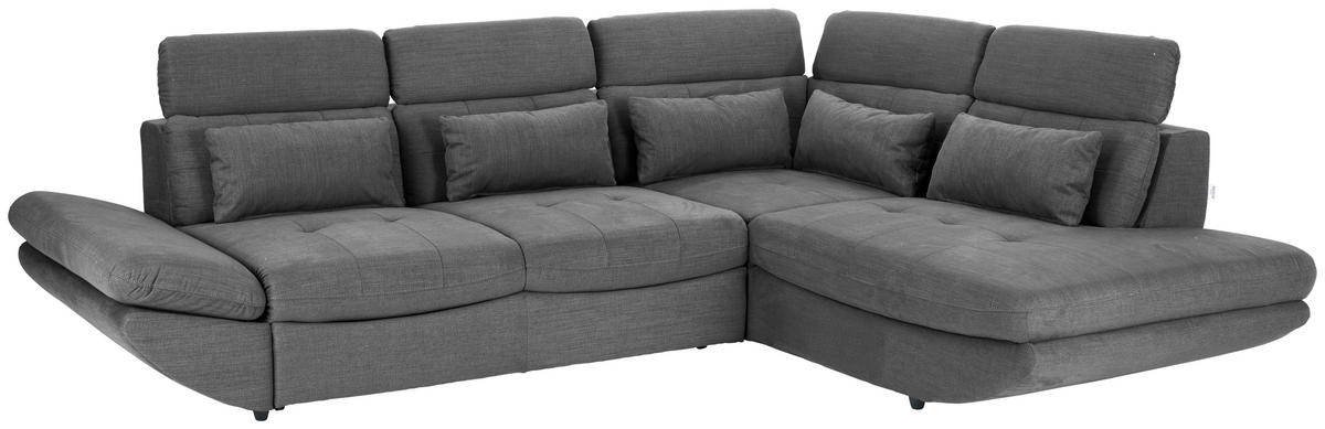 WOHNLANDSCHAFT Dunkelgrau Mikrofaser  - Dunkelgrau/Schwarz, MODERN, Kunststoff/Textil (311/233cm) - MID.YOU