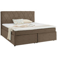BOXSPRINGBETT 180/200 cm  in Hellbraun  - Hellbraun/Schwarz, Design, Kunststoff/Textil (180/200cm) - Xora