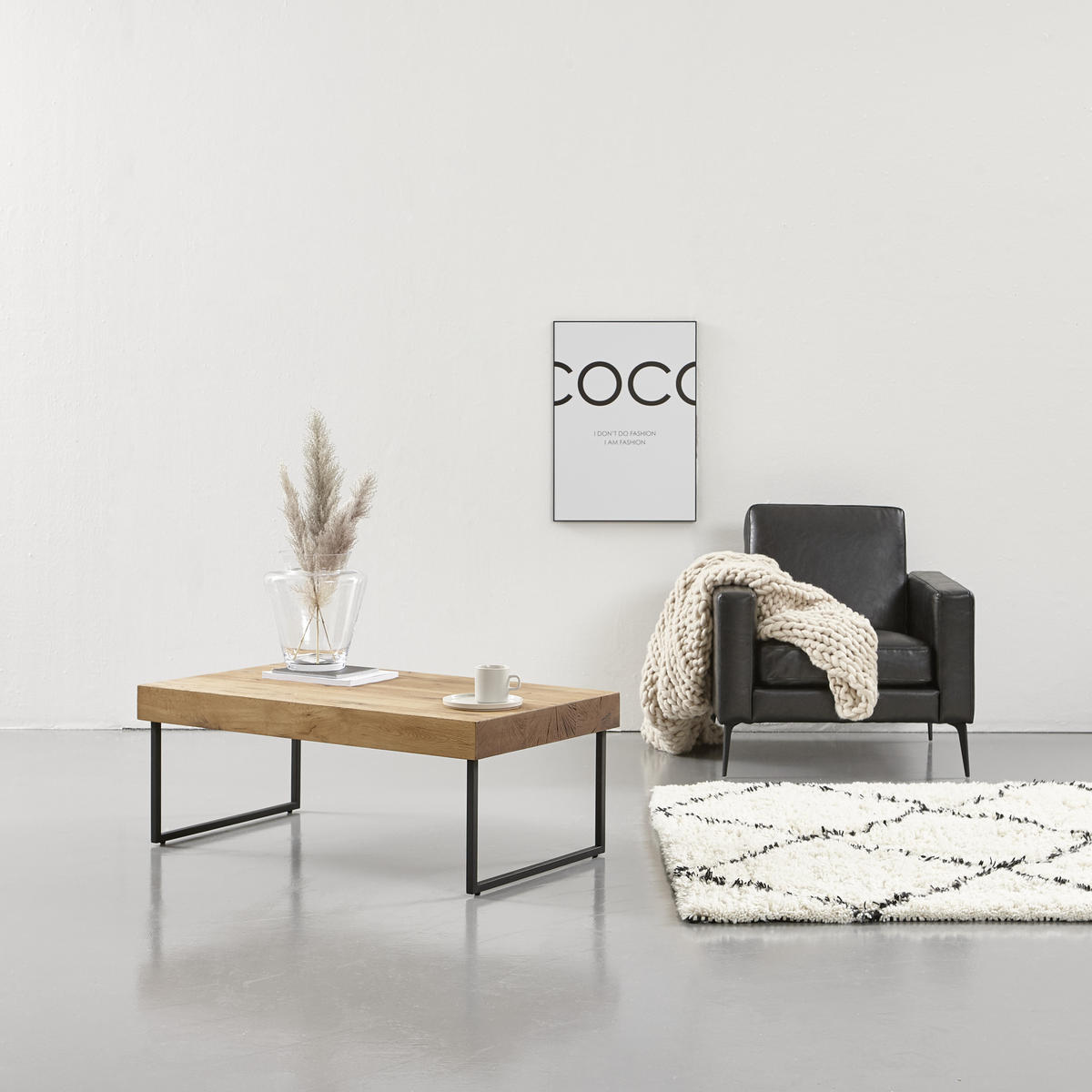 COUCHTISCH Eiche furniert 110/65/42 cm rechteckig Schwarz, Eichefarben  - Eichefarben/Schwarz, Natur, Holz/Metall (110/65/42cm) - Livetastic