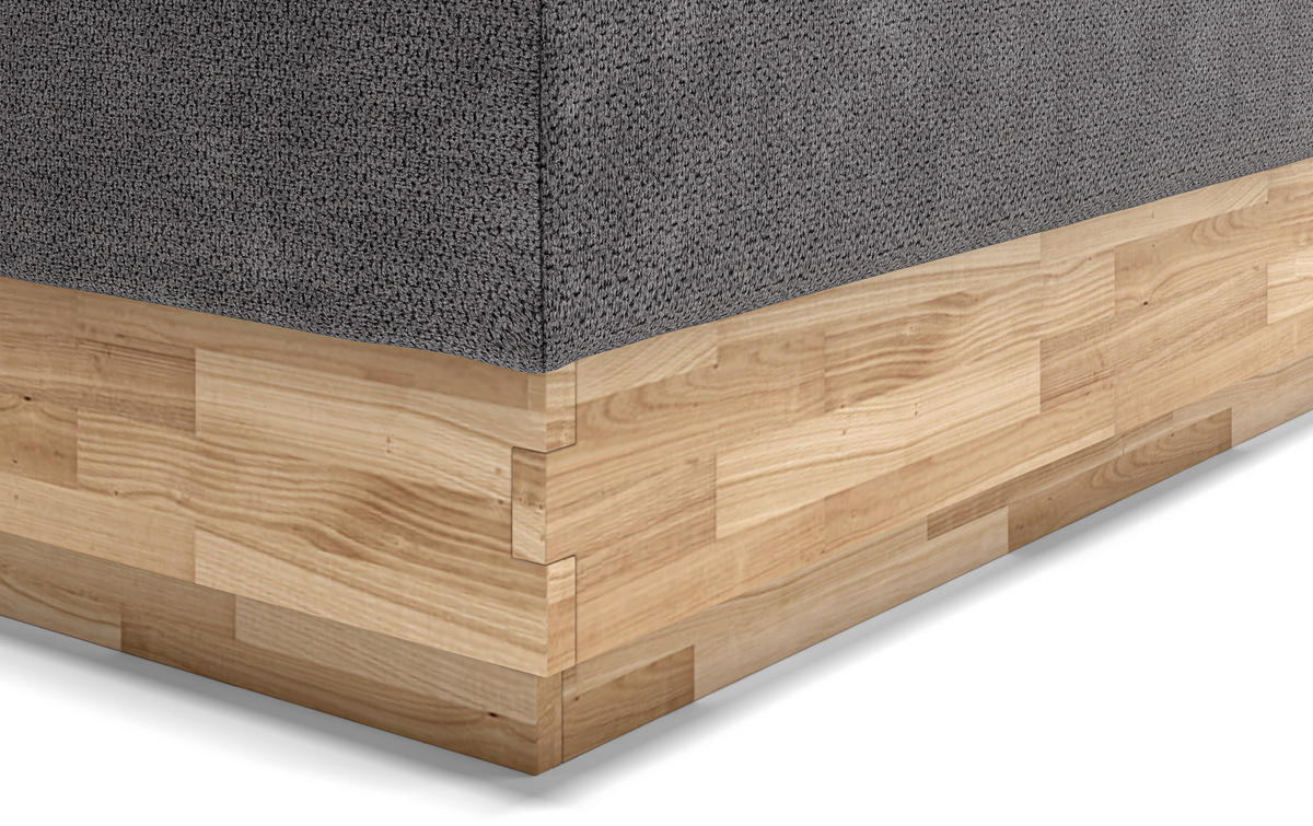 BOXSPRINGBETT 180/200 cm,  in Graphitfarben, Taupe, Eichefarben, Matratze, gepolstertes Kopfteil, Bettkasten, Topper, H3 + H3 = fest  - Taupe/Eichefarben, MODERN, Holz/Kunststoff (180/200cm) - Livetastic