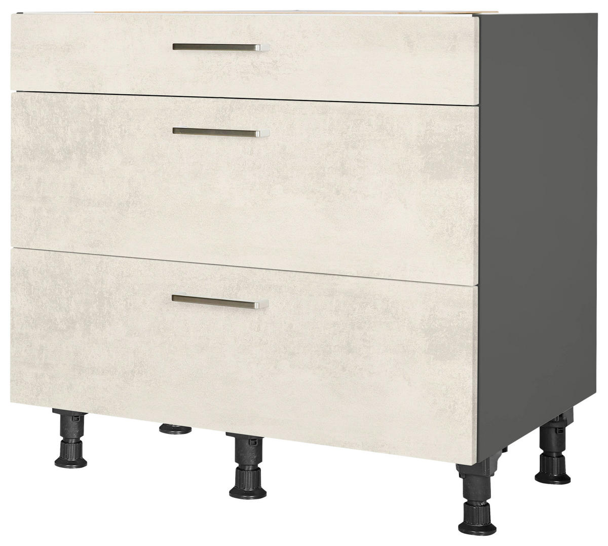 SCHUBKASTENUNTERSCHRANK 90/87/56 cm  in Weiß  - Schieferfarben/Edelstahlfarben, MODERN, Holzwerkstoff/Metall (90/87/56cm) - Nobilia