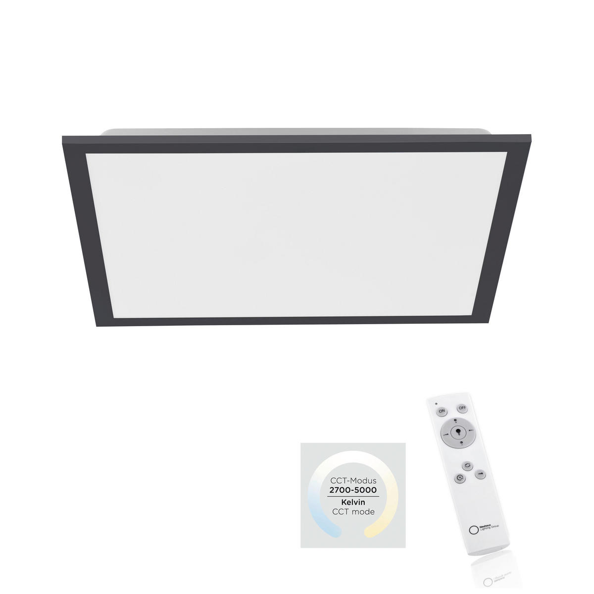 LED-DECKENLEUCHTE 44,5/44,5/7 cm   - Schwarz, Basics, Kunststoff/Metall (44,5/44,5/7cm)