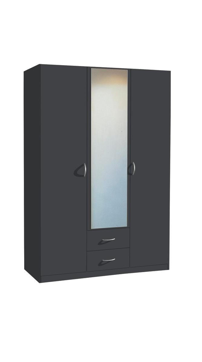 DREHTÜRENSCHRANK 136/197/54 cm 3-türig  - Silberfarben/Grau, Design, Glas/Holzwerkstoff (136/197/54cm) - Boxxx
