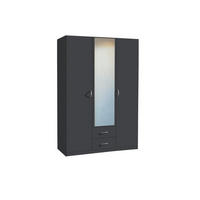 DREHTÜRENSCHRANK in Grau  - Silberfarben/Grau, Design, Glas/Holzwerkstoff (136/197/54cm) - Boxxx
