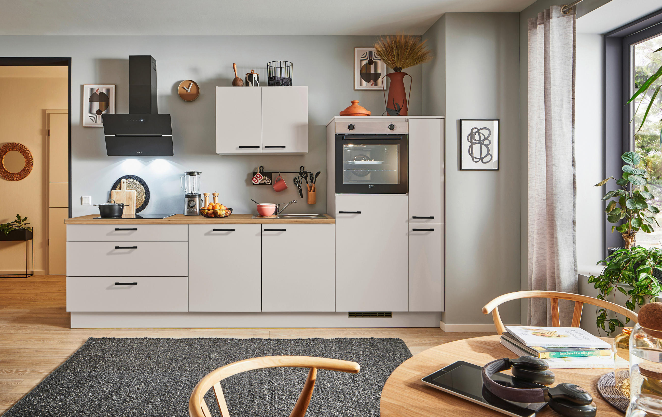 KÜCHENBLOCK PN 80 290 cm  in Eichefarben, Kaschmir  - Kaschmir/Eichefarben, Design, Holzwerkstoff/Metall (290cm) - Pino