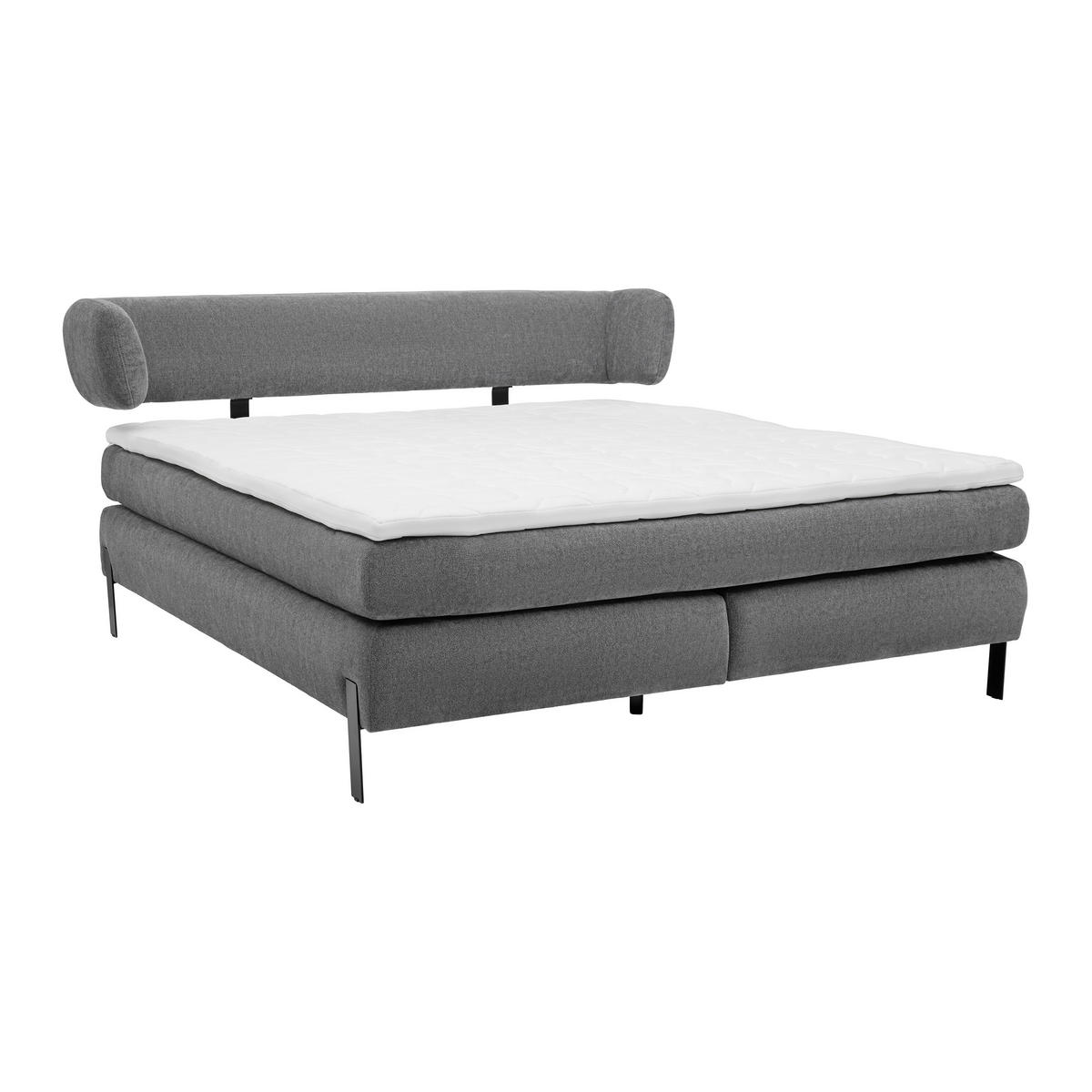 KONTINENTALSÄNG 180/200 cm  i grafitfärgad  - grafitfärgad/svart, Modern, metall/textil (180/200cm) - Visionight