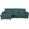 ECKSOFA in Flachgewebe Petrol  167/244 cm  - Silberfarben/Petrol, Design, Textil/Metall (167/244cm) - Cantus
