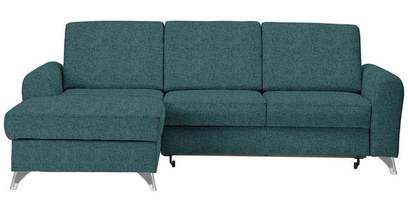 ECKSOFA in Flachgewebe Petrol  167/244 cm  - Silberfarben/Petrol, Design, Textil/Metall (167/244cm) - Cantus