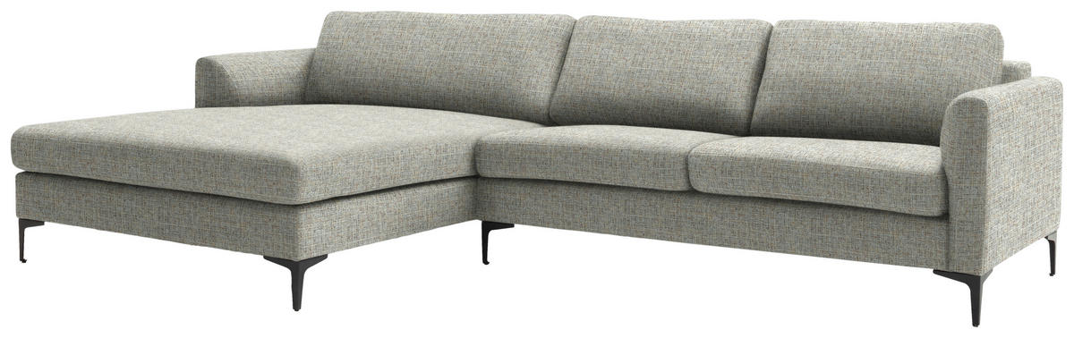 ECKSOFA in Flachgewebe Naturfarben  195/310 cm  - Schwarz/Naturfarben, Design, Textil/Metall (195/310cm) - Schöner Wohnen