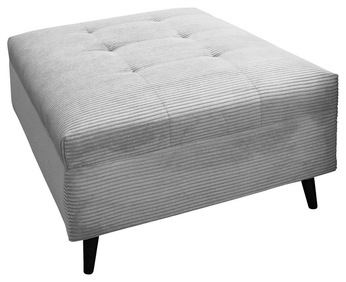 Ecksofa inkl. Hocker in Cord Hellgrau  - Hellgrau/Schwarz, Design, Holz/Textil (174/247cm) - MID.YOU