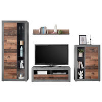 REGAL ZA DNEVNI BORAVAK antracit, braon   - braon/crna, Trendi, staklo/pločasti materijal (304/189/40cm) - Ti'me