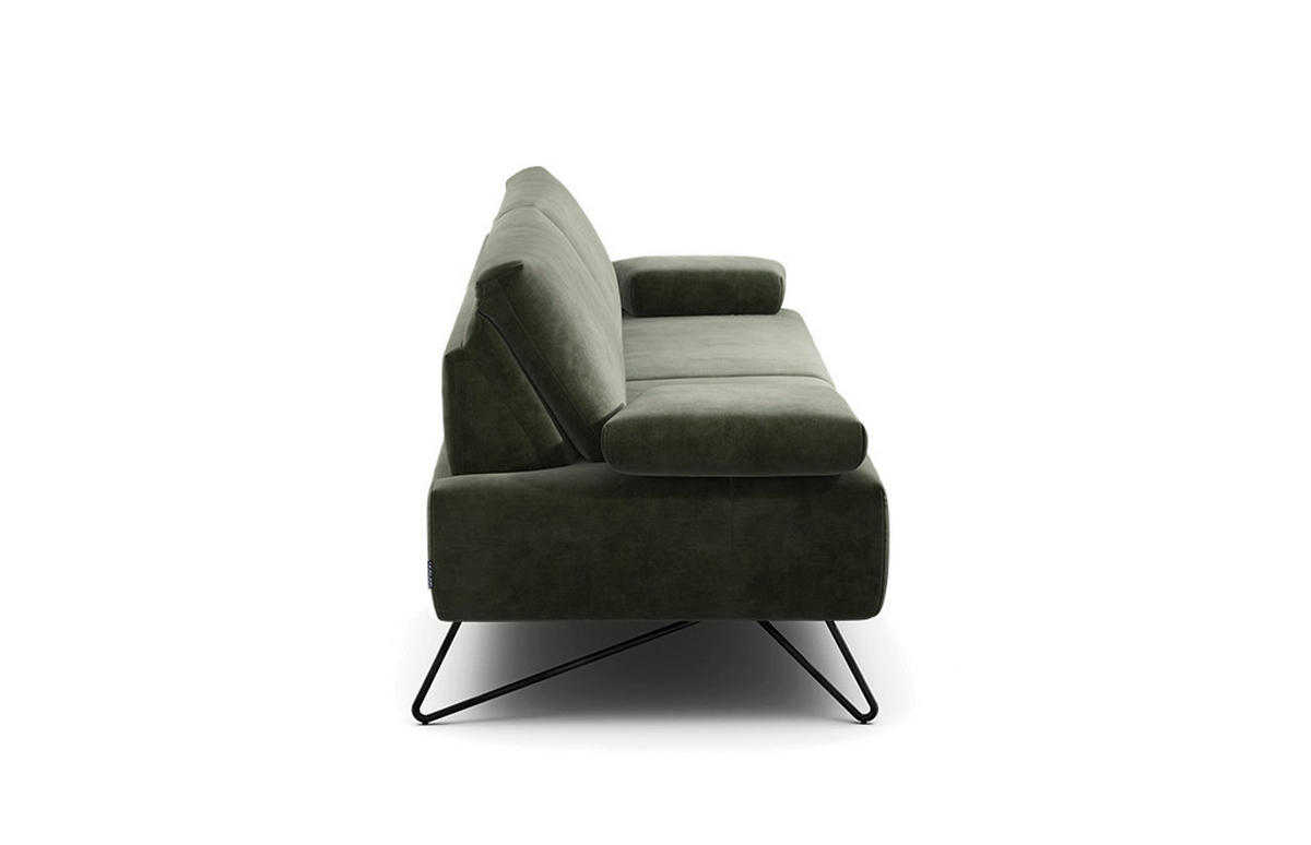 2,5-SITZER Samt Waldgrün  - Waldgrün/Schwarz, Design, Textil/Metall (204-234/85/86-94cm) - SENSOO