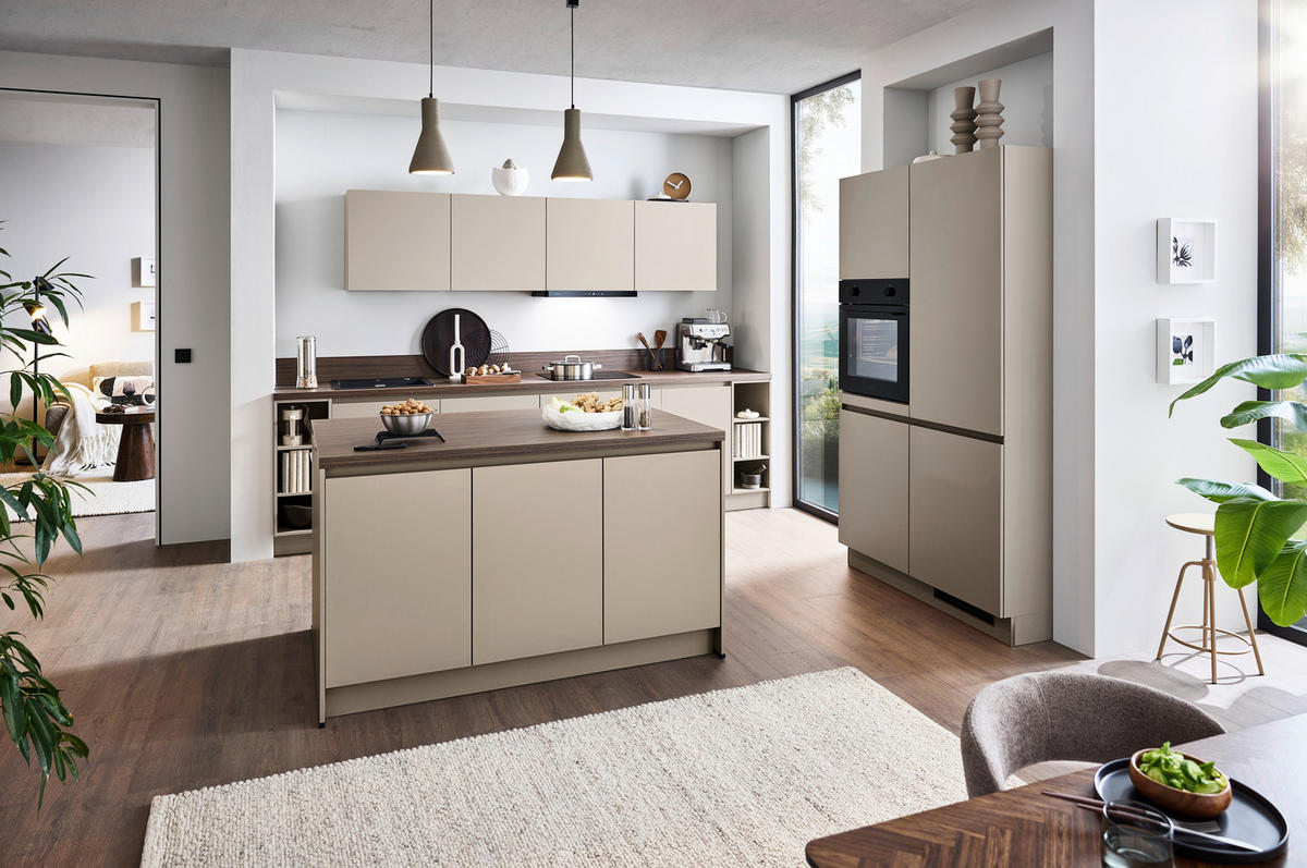 EINBAUKÜCHE   - Creme, KONVENTIONELL, Holzwerkstoff - Welnova
