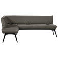 ECKBANK 165/195 cm Webstoff Schwarz, Dunkelgrau Buche massiv - Dunkelgrau/Schwarz, Basics, Holz/Textil (165/195cm) - Carryhome