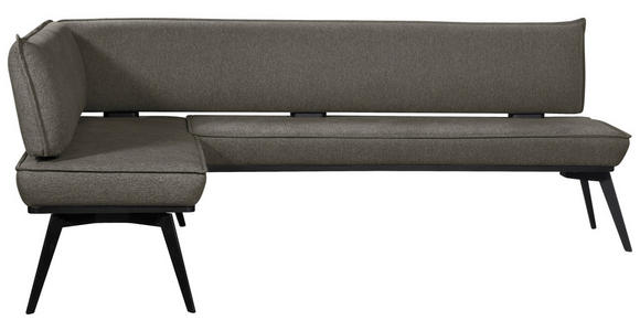 ECKBANK 165/195 cm Webstoff Schwarz, Dunkelgrau Buche massiv - Dunkelgrau/Schwarz, Basics, Holz/Textil (165/195cm) - Carryhome