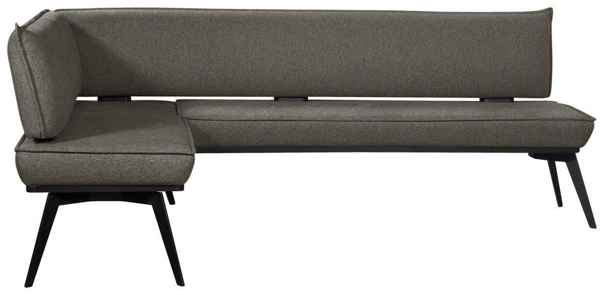 ECKBANK 165/195 cm Webstoff Schwarz, Dunkelgrau Buche massiv   - Dunkelgrau/Schwarz, Basics, Holz/Textil (165/195cm) - Carryhome