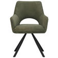 ARMLEHNSTUHL  inklusive Armlehnen, Sitzfläche 180° drehbar Cord  - Schwarz/Grün, Design, Textil/Metall (60/85/63cm) - Hom`in