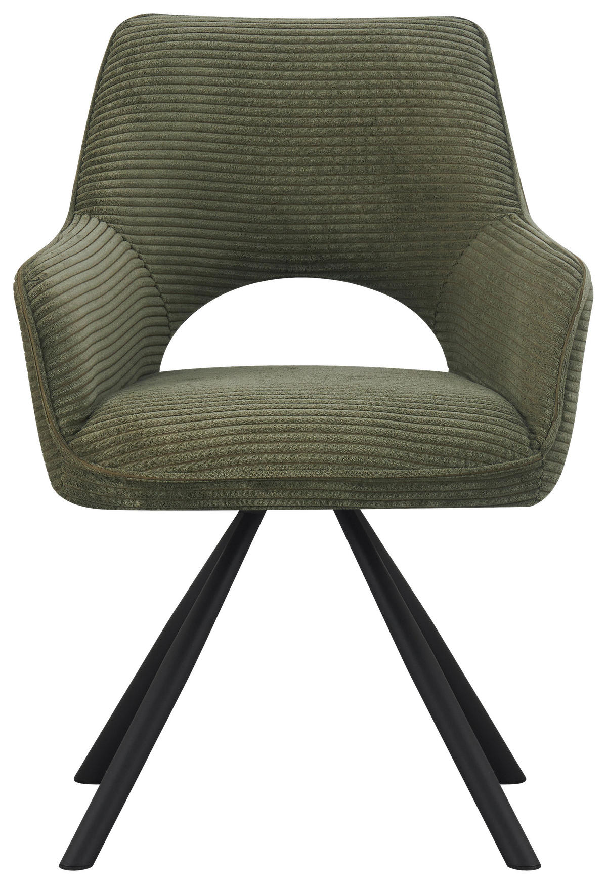 ARMLEHNSTUHL  inklusive Armlehnen, Sitzfläche 180° drehbar Cord  - Schwarz/Grün, Design, Textil/Metall (60/85/63cm) - Hom`in
