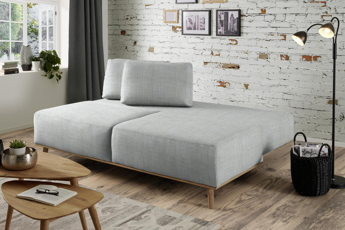 BOXSPRINGSOFA  mit Stoffauswahl, Rücken echt Grau  - Grau, Design, Holz/Textil (203/97/107cm) - Dieter Knoll