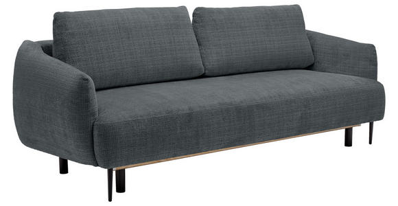 SCHLAFSOFA  mit Stoffauswahl, Liegefunktion, Schlafen auf Sitzhöhe, Rücken echt Chenille Dunkelgrau  - Dunkelgrau/Schwarz, KONVENTIONELL, Textil/Metall (228/75/98cm) - Carryhome