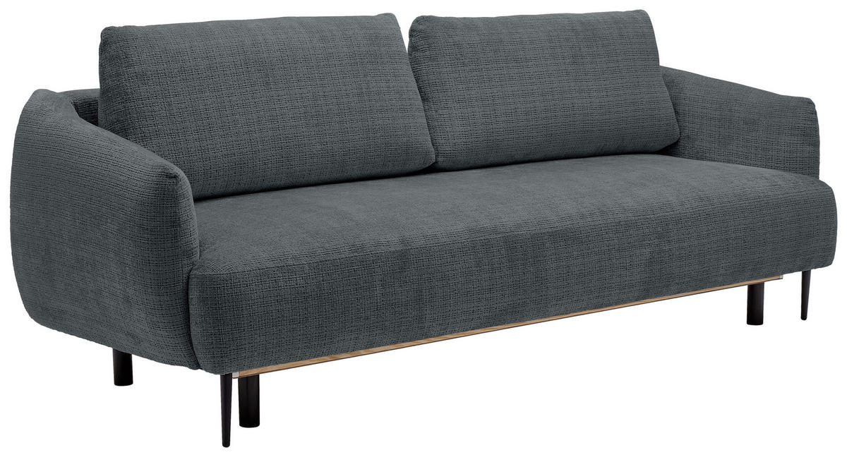 SCHLAFSOFA in Chenille Dunkelgrau  - Dunkelgrau/Schwarz, Konventionell, Textil/Metall (228/75/98cm) - Carryhome