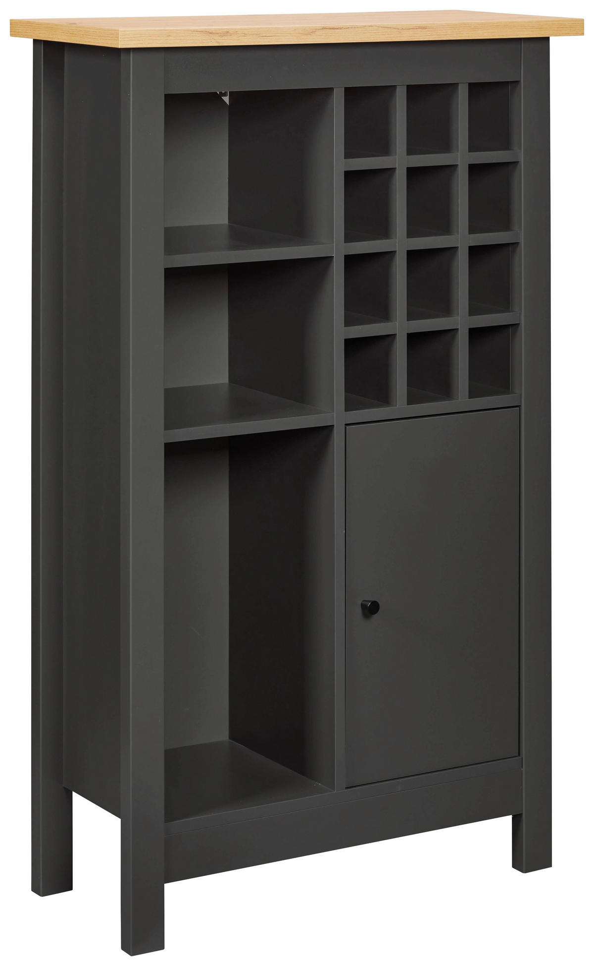 WEINSCHRANK  - Anthrazit/Schwarz, MODERN, Holzwerkstoff/Kunststoff (76,8/124,4/33cm) - home24