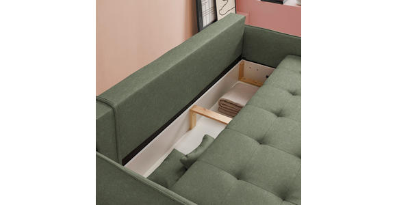 SCHLAFSOFA  in Chenille Grün  - Buchefarben/Grün, Design, Holz/Textil (217/97/101cm) - Carryhome