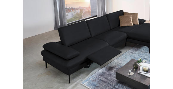 ECKSOFA in Echtleder Anthrazit  - Anthrazit/Schwarz, Design, Leder/Metall (325/157cm) - Dieter Knoll