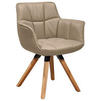 ARMLEHNSTUHL  in Echtleder pigmentiert  - Sandfarben/Eichefarben, Design, Leder/Holz (67/85/60cm) - Musterring