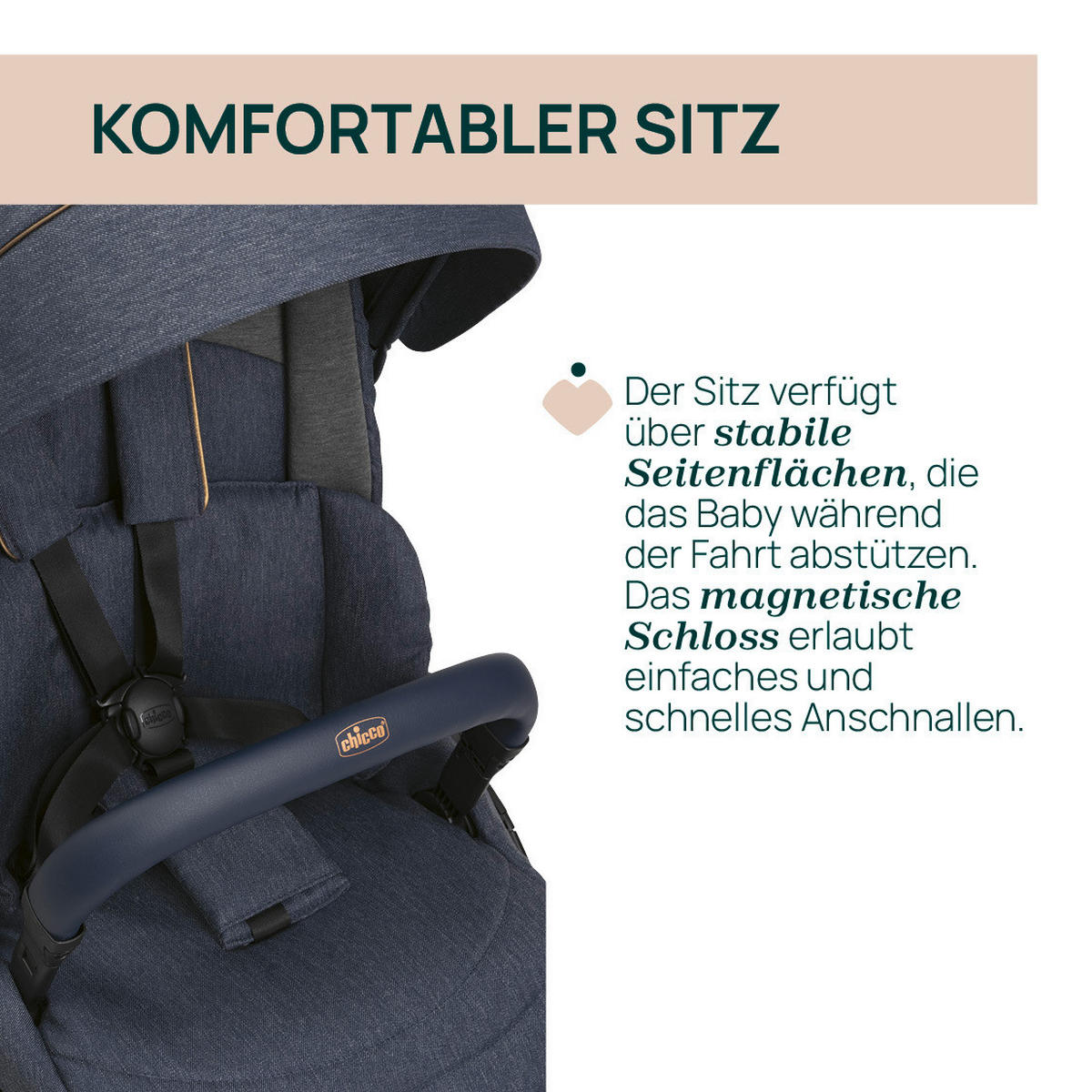 BUGGY One4ever Lounge  - Blau, Basics, Textil/Metall (51/99-109/78cm) - Chicco