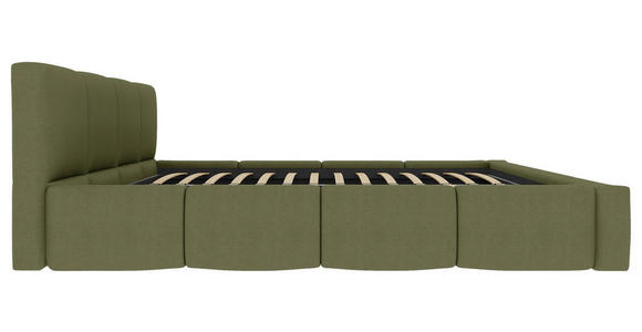 POLSTERBETT 180/200 cm,  in Grün, Lattenrost, Bettkasten,  - Schwarz/Grün, Design, Holz/Textil (180/200cm) - Xora