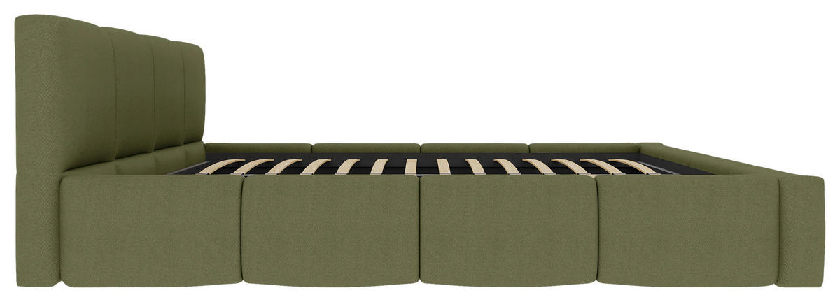 POLSTERBETT 180/200 cm,  in Grün, Lattenrost, Bettkasten,  - Schwarz/Grün, Design, Holz/Textil (180/200cm) - Xora