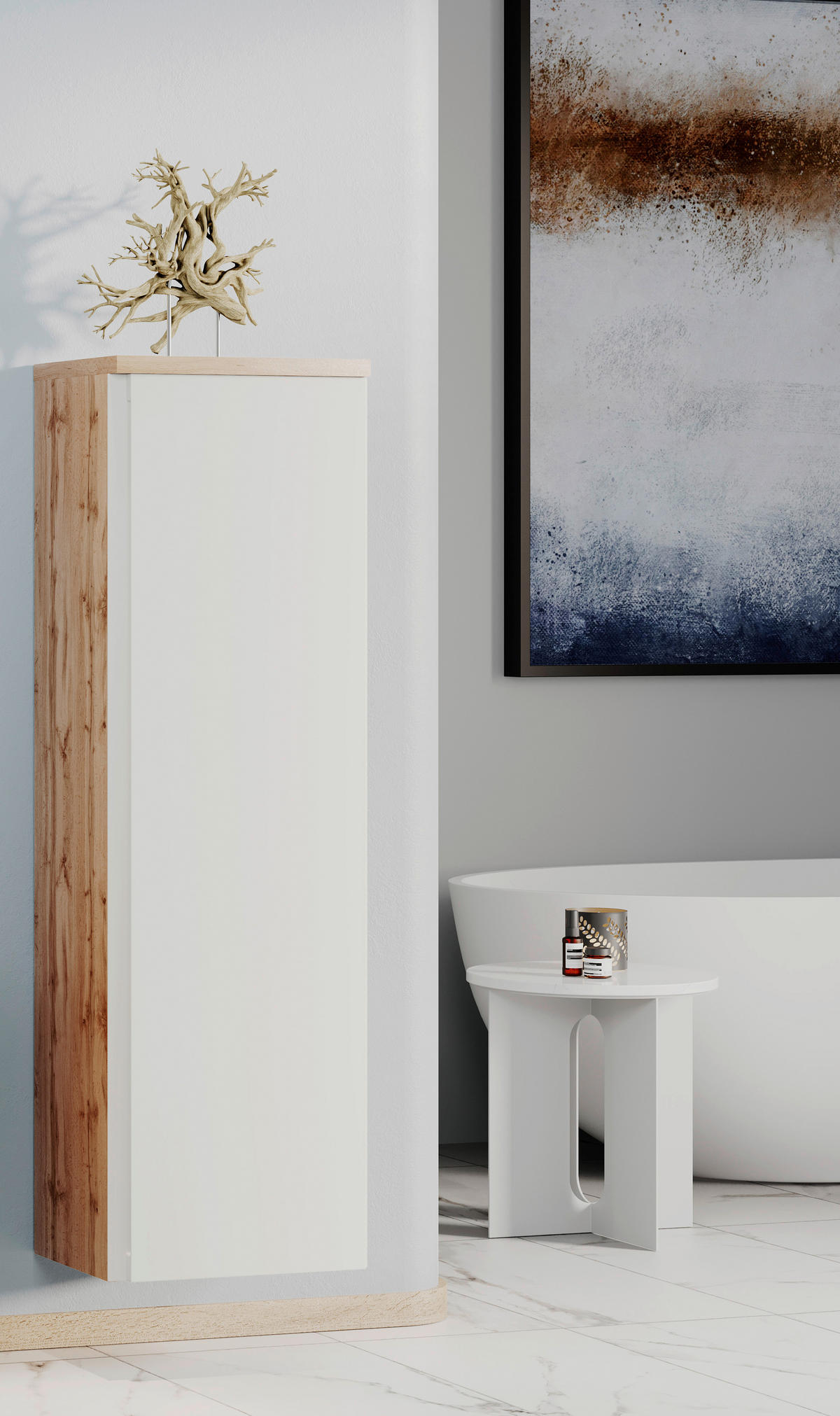 MIDISCHRANK 40/130/35 cm  - Weiss/Eiche Wotan, Modern, Holzwerkstoff/Kunststoff (40/130/35cm) - Held