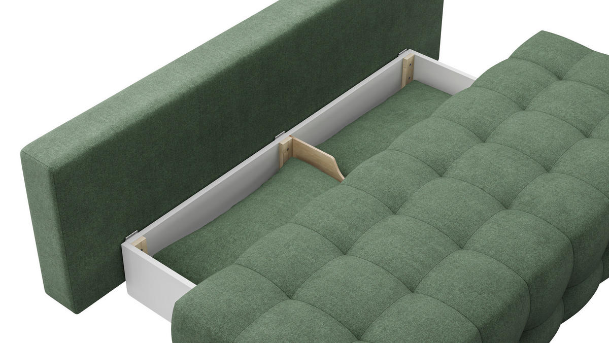 SCHLAFSOFA Jensen  mit Stoffauswahl, Schlafen auf Sitzhöhe, Rücken echt Struktur Grün  - Schwarz/Grün, KONVENTIONELL, Kunststoff/Textil (209/96/100cm) - Stylife