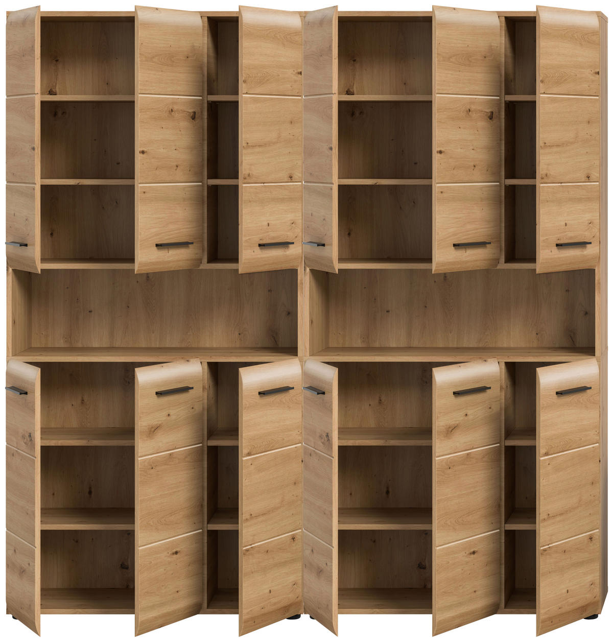 HOCHSCHRANK  - Schwarz/Eiche Artisan, Basics, Holzwerkstoff/Kunststoff (180cm) - MID.YOU