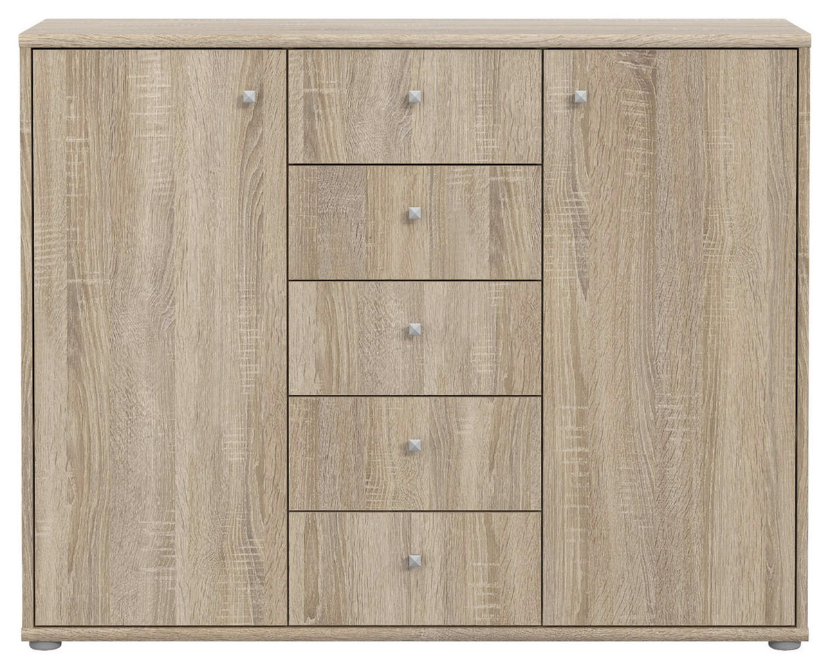 KOMMODE 108,8/85,5/34,8 cm  in Sonoma Eiche  - Alufarben/Sonoma Eiche, Design, Holzwerkstoff/Kunststoff (108,8/85,5/34,8cm)