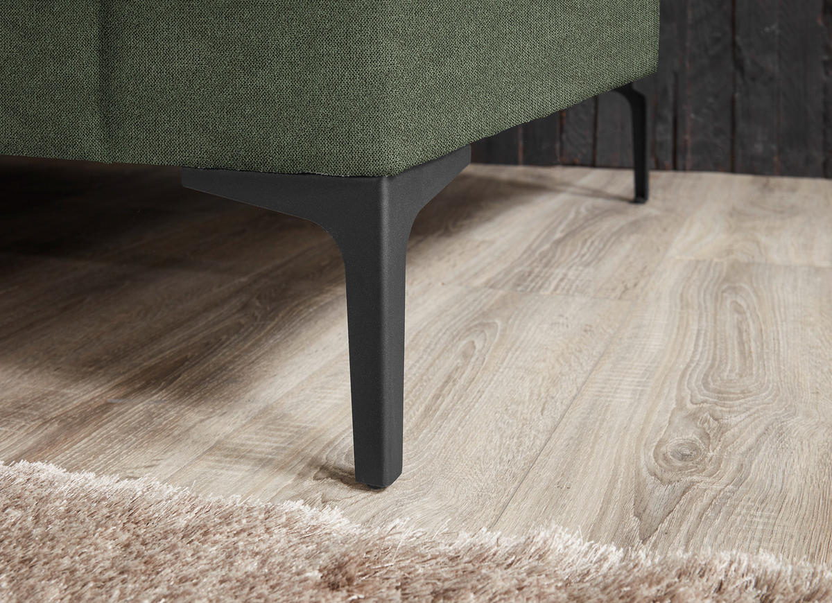 3-SITZER-SOFA in Flachgewebe Olivgrün  - Schwarz/Olivgrün, Design, Textil/Metall (226/89/97cm) - Pure Home Lifestyle