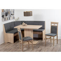 ECKBANKGRUPPE Mikrofaser Grau, Sonoma Eiche  - Grau/Sonoma Eiche, KONVENTIONELL, Holz/Textil (165/89/125cm) - MID.YOU