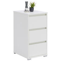 NOČNA OMARICA, bela  - bela/barve aluminija, Design, umetna masa/leseni material (40/79/48cm) - Carryhome