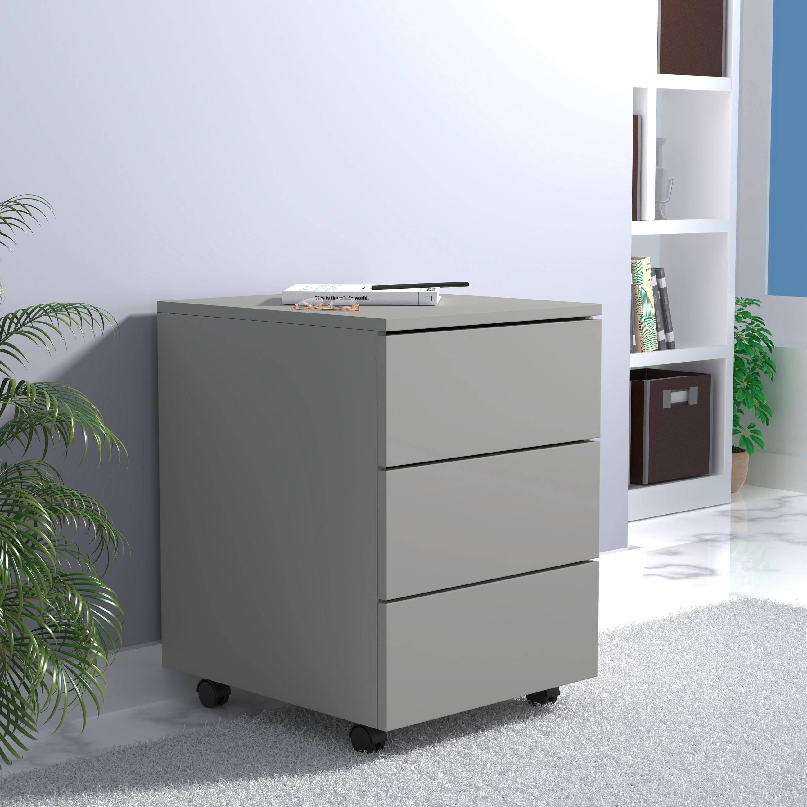 ROLLCONTAINER Grau  - Schwarz/Grau, Design, Holzwerkstoff/Kunststoff (39/55/45cm) - MID.YOU
