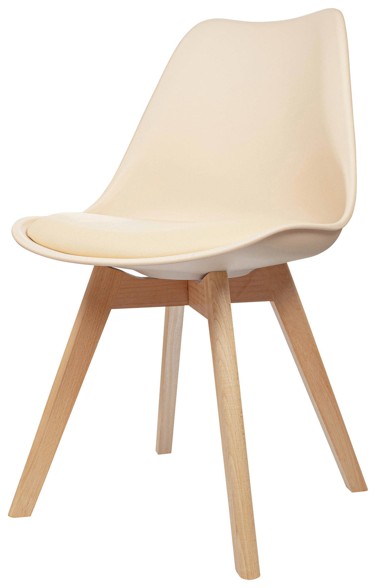 STUHL-SET 4 Stück  in Lederlook  - Beige/Buchefarben, MODERN, Holz/Textil (48/87/56cm) - MID.YOU