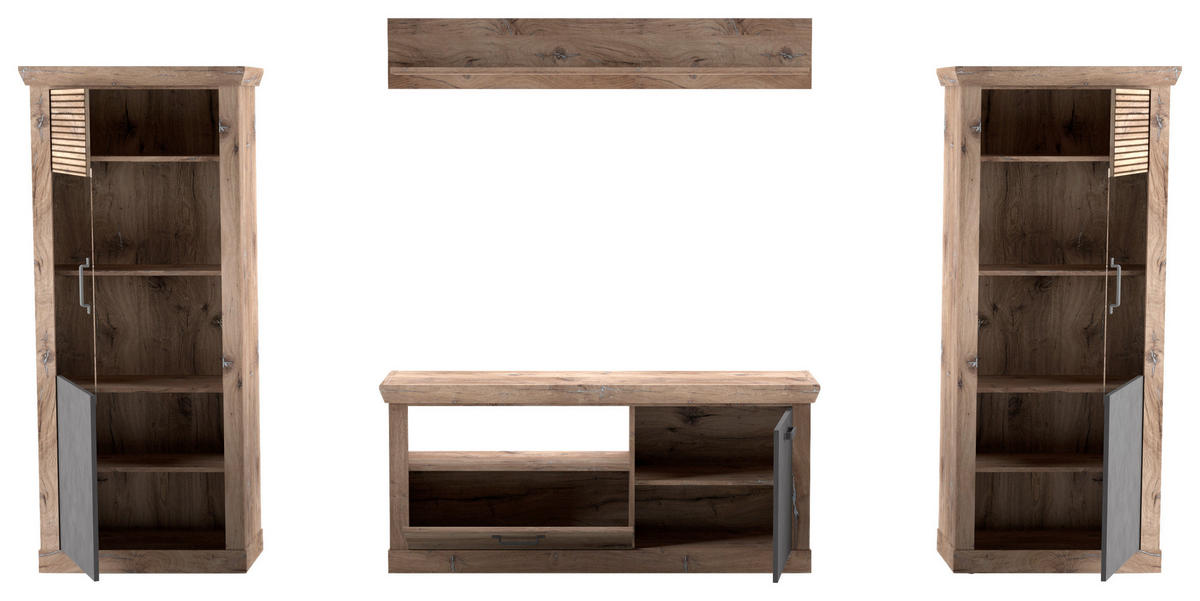 OBÝVACIA STENA, antracitová, farba duba - čierna/farba duba, Konventionell, kompozitné drevo/plast (332/180/40cm) - Livetastic