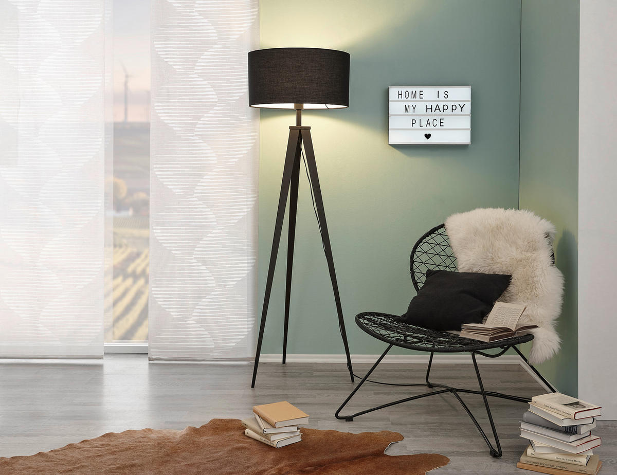 STOJACÍ LAMPA, 49/158 cm  - černá, Konvenční, kov/textil (49/158cm) - Ambiente