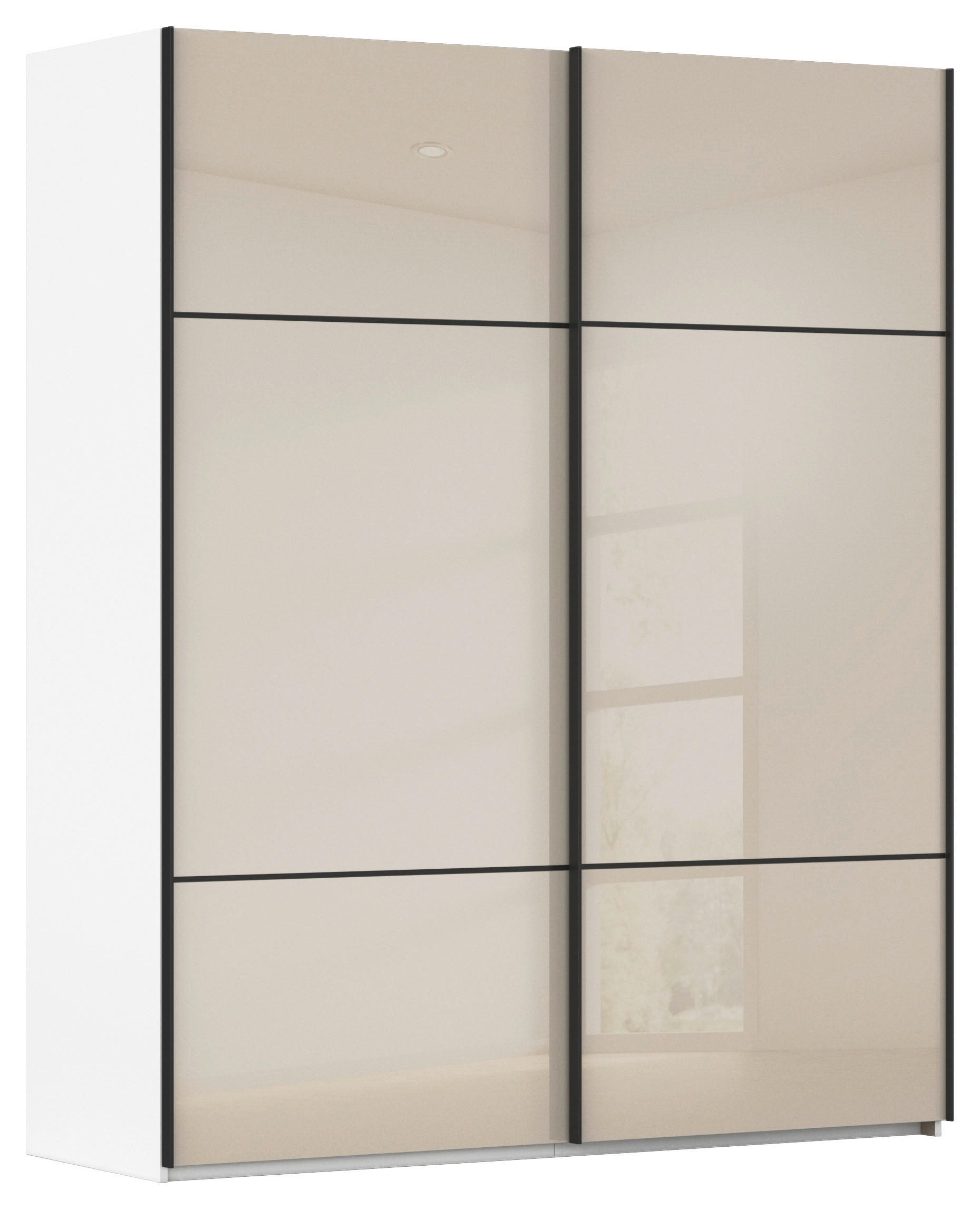 SCHWEBETÜRENSCHRANK 201/223/67 cm 2-türig Weiß  - Schwarz/Weiß, KONVENTIONELL, Glas/Holzwerkstoff (201/223/67cm) - Novel