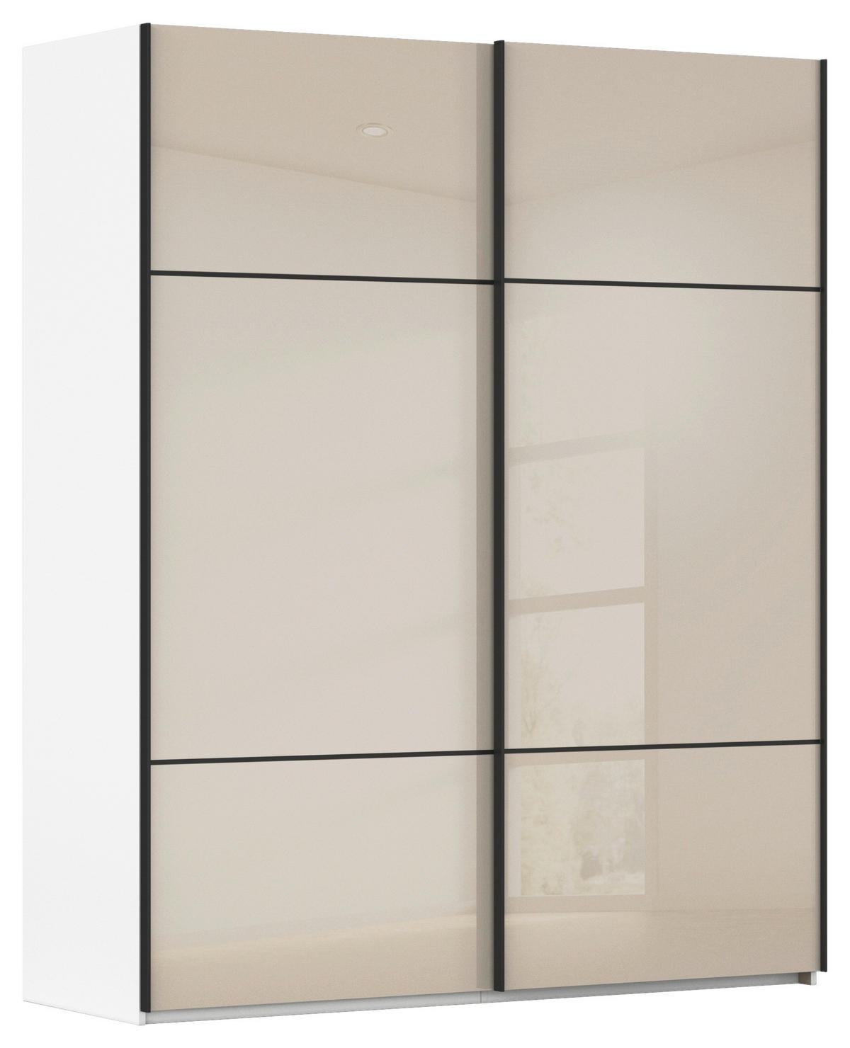 SCHWEBETÜRENSCHRANK  in Weiß  - Schwarz/Weiß, KONVENTIONELL, Glas/Holzwerkstoff (201/223/67cm) - Novel